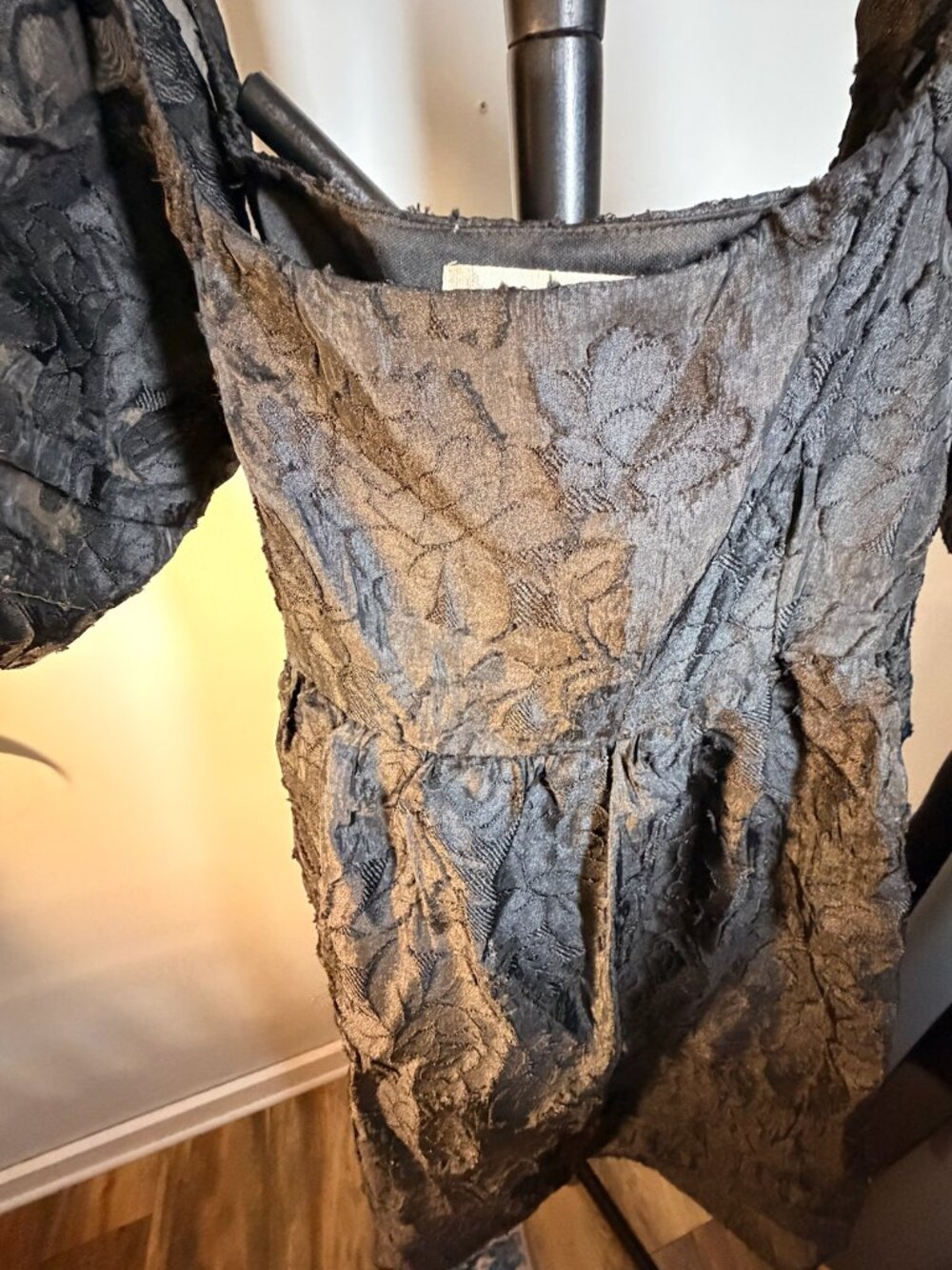 Altar'd State Black Floral Puff Sleeve Mini Dress - Picture 6 of 6